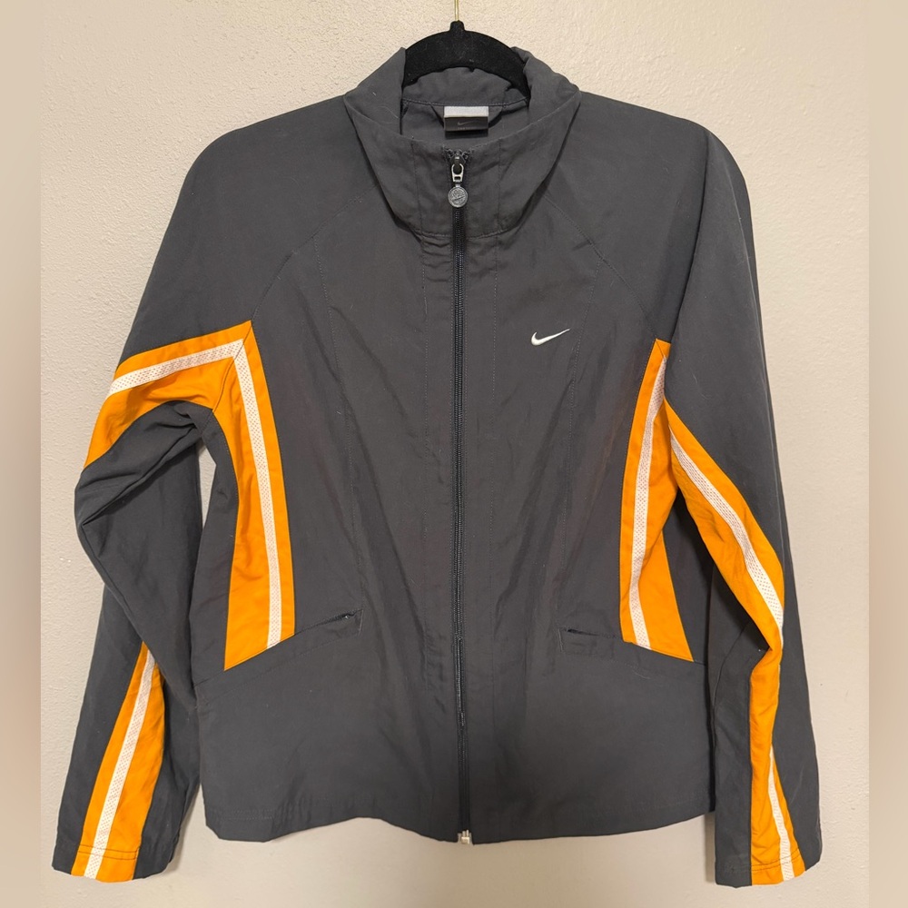 Nike Women's Black and Orange Windbreaker Jacket